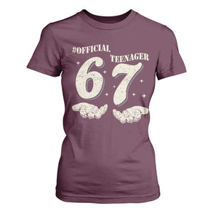 Funny 13th Birthday Official Teenager T Shirt For Women Viral Meme Six Seven 6 7 Hands 13 Years Old Boys Kids TS10 Maroon Print Your Wear