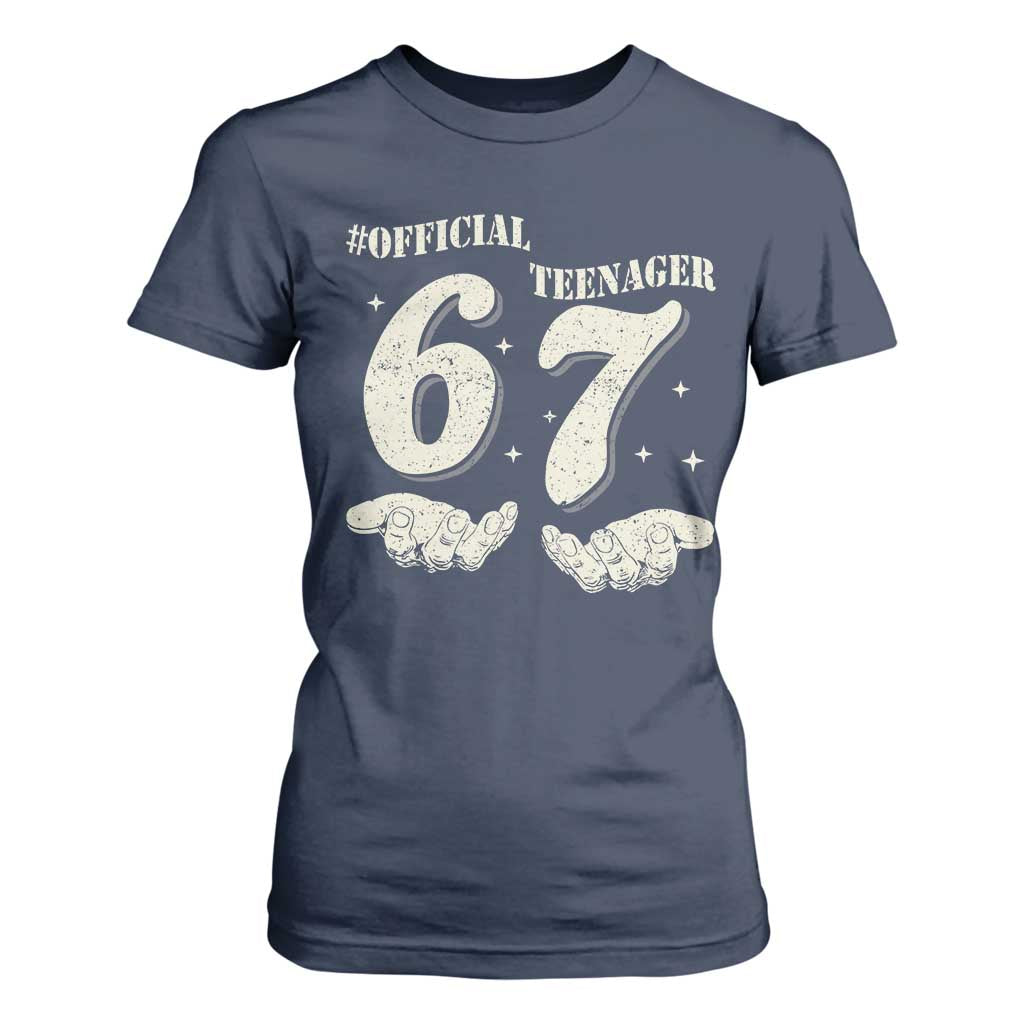 Funny 13th Birthday Official Teenager T Shirt For Women Viral Meme Six Seven 6 7 Hands 13 Years Old Boys Kids TS10 Navy Print Your Wear