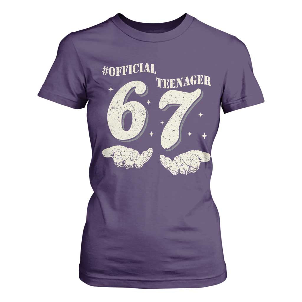 Funny 13th Birthday Official Teenager T Shirt For Women Viral Meme Six Seven 6 7 Hands 13 Years Old Boys Kids TS10 Purple Print Your Wear
