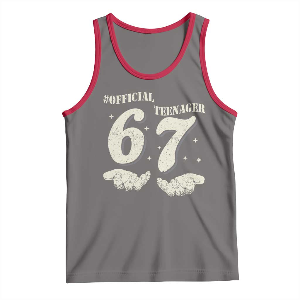 Funny 13th Birthday Official Teenager Tank Top Viral Meme Six Seven 6 7 Hands 13 Years Old Boys Kids TS10 Deep Heather Red Print Your Wear