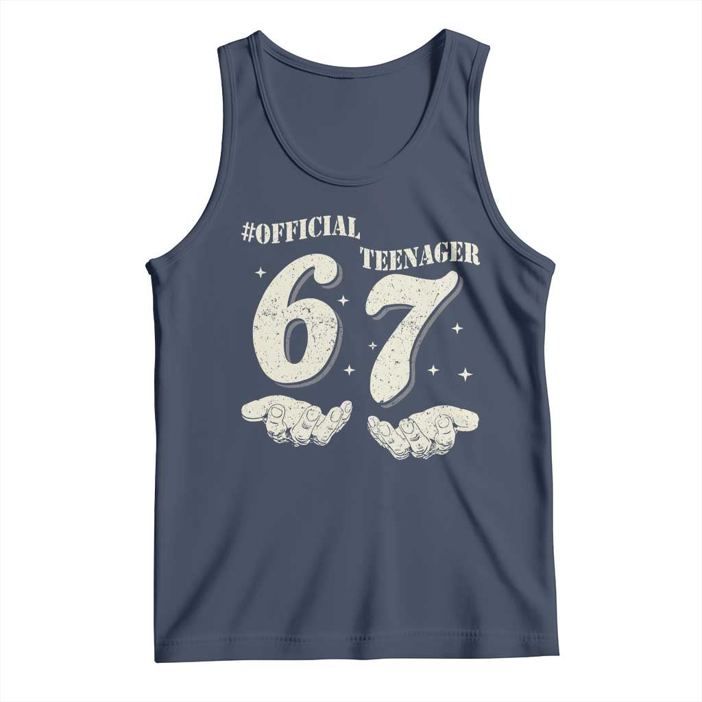 Funny 13th Birthday Official Teenager Tank Top Viral Meme Six Seven 6 7 Hands 13 Years Old Boys Kids TS10 Navy Print Your Wear