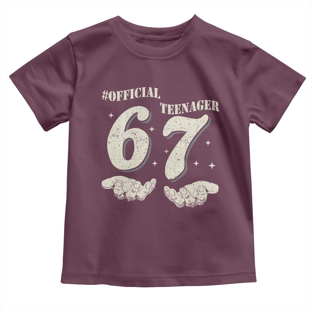Funny 13th Birthday Official Teenager Toddler T Shirt Viral Meme Six Seven 6 7 Hands 13 Years Old Boys Kids TS10 Maroon Print Your Wear