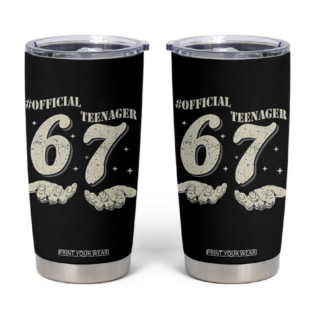 Funny 13th Birthday Official Teenager Tumbler Cup Viral Meme Six Seven 6 7 Hands 13 Years Old Boys Kids TS10 Black Print Your Wear