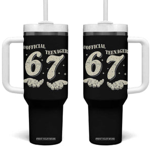 Funny 13th Birthday Official Teenager Tumbler With Handle Viral Meme Six Seven 6 7 Hands 13 Years Old Boys Kids TS10 One Size: 40 oz Black Print Your Wear