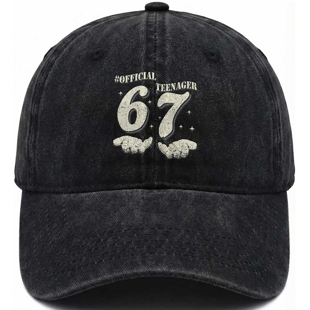 Funny 13th Birthday Official Teenager Washed Cotton Baseball Cap Viral Meme Six Seven 6 7 Hands 13 Years Old Boys Kids
