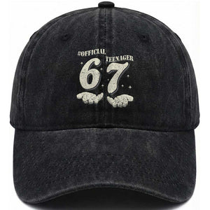 Funny 13th Birthday Official Teenager Washed Cotton Baseball Cap Viral Meme Six Seven 6 7 Hands 13 Years Old Boys Kids