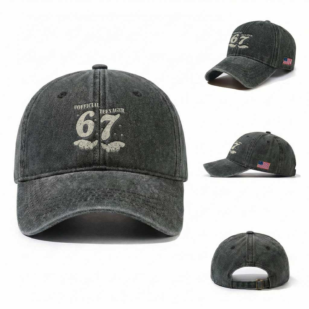 Funny 13th Birthday Official Teenager Washed Cotton Baseball Cap Viral Meme Six Seven 6 7 Hands 13 Years Old Boys Kids