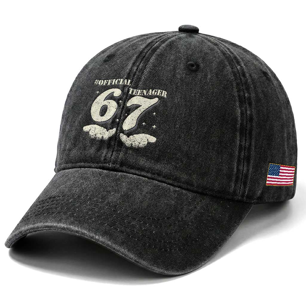 Funny 13th Birthday Official Teenager Washed Cotton Baseball Cap Viral Meme Six Seven 6 7 Hands 13 Years Old Boys Kids