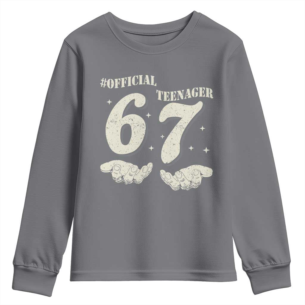 Funny 13th Birthday Official Teenager Youth Sweatshirt Viral Meme Six Seven 6 7 Hands 13 Years Old Boys Kids TS10 Charcoal Print Your Wear