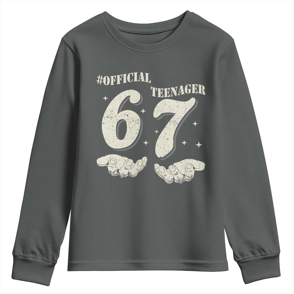 Funny 13th Birthday Official Teenager Youth Sweatshirt Viral Meme Six Seven 6 7 Hands 13 Years Old Boys Kids TS10 Dark Heather Print Your Wear