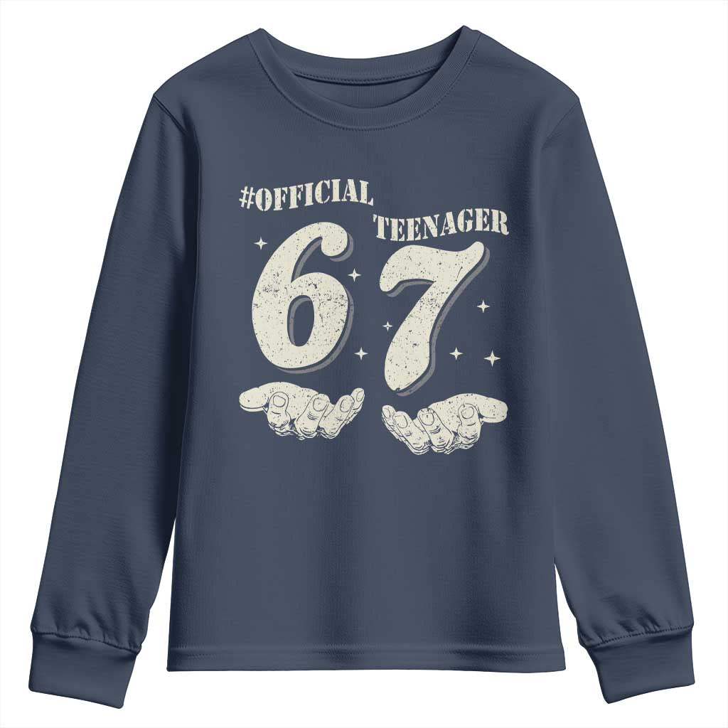 Funny 13th Birthday Official Teenager Youth Sweatshirt Viral Meme Six Seven 6 7 Hands 13 Years Old Boys Kids TS10 Navy Print Your Wear