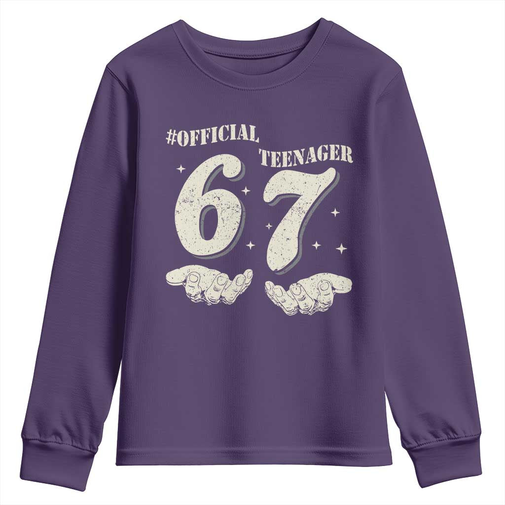 Funny 13th Birthday Official Teenager Youth Sweatshirt Viral Meme Six Seven 6 7 Hands 13 Years Old Boys Kids TS10 Purple Print Your Wear