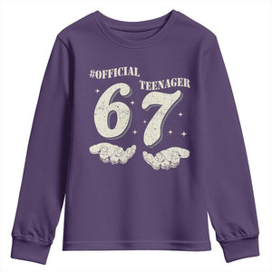 Funny 13th Birthday Official Teenager Youth Sweatshirt Viral Meme Six Seven 6 7 Hands 13 Years Old Boys Kids TS10 Purple Print Your Wear