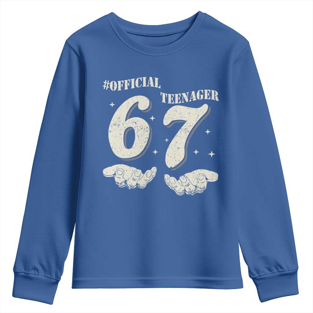 Funny 13th Birthday Official Teenager Youth Sweatshirt Viral Meme Six Seven 6 7 Hands 13 Years Old Boys Kids TS10 Royal Blue Print Your Wear