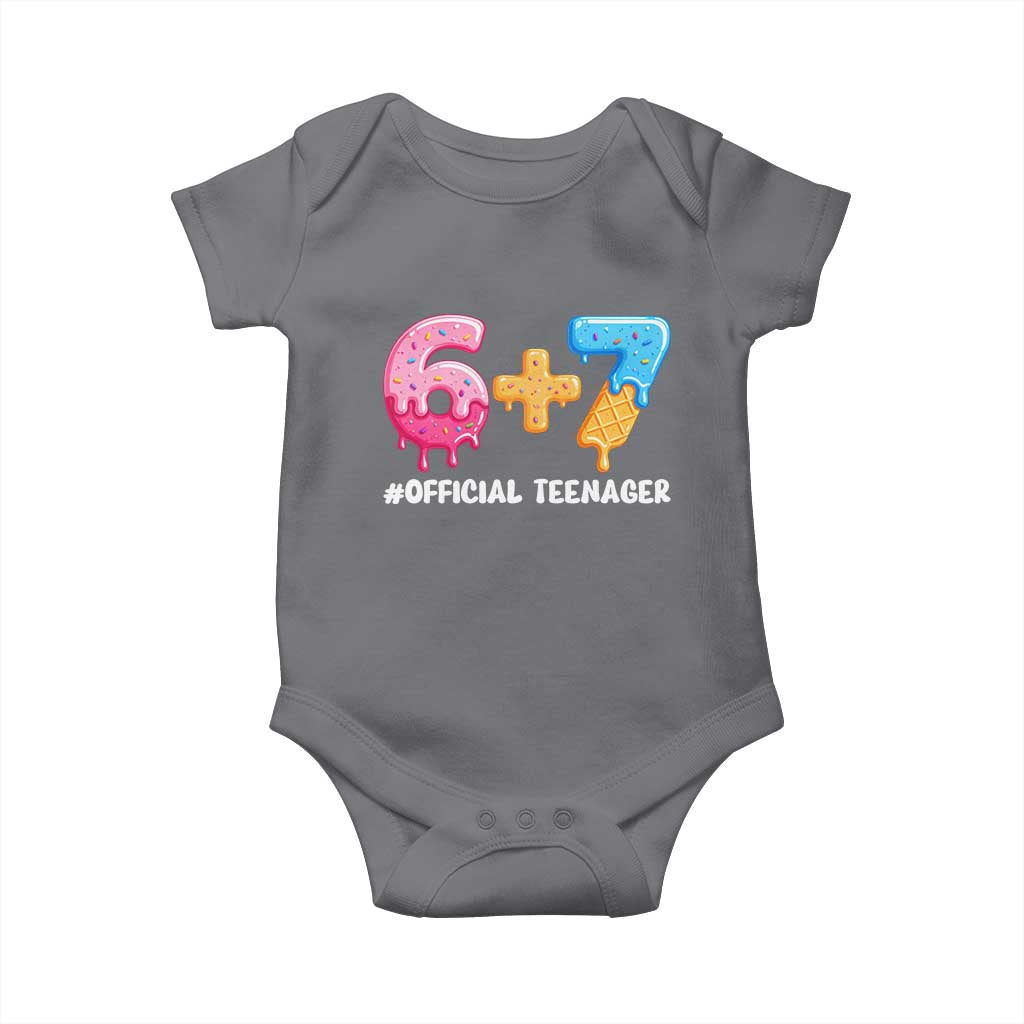 Funny 67 13th Birthday Official Teenager Baby Onesie 6 7 Ice Cream Drip Meme Funny Six Seven 13 Years Old TS10 Charcoal Print Your Wear