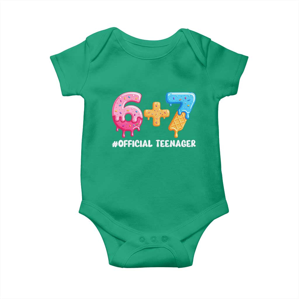 Funny 67 13th Birthday Official Teenager Baby Onesie 6 7 Ice Cream Drip Meme Funny Six Seven 13 Years Old TS10 Irish Green Print Your Wear
