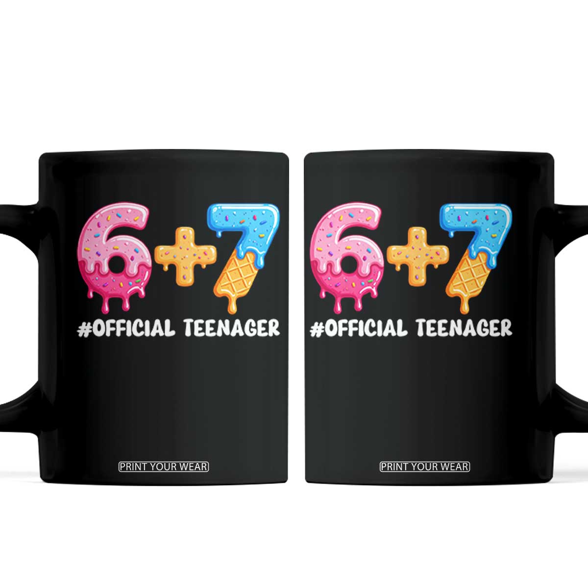 Funny 67 13th Birthday Official Teenager Coffee Mug 6 7 Ice Cream Drip Meme Funny Six Seven 13 Years Old TS10 Black Print Your Wear