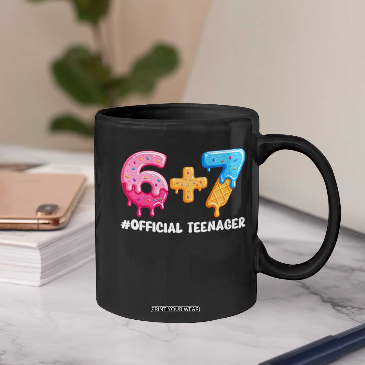 Funny 67 13th Birthday Official Teenager Coffee Mug 6 7 Ice Cream Drip Meme Funny Six Seven 13 Years Old TS10 Print Your Wear