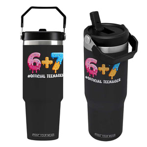 Funny 67 13th Birthday Official Teenager Flip Straw Tumbler 6 7 Ice Cream Drip Meme Funny Six Seven 13 Years Old TS10 One Size: 30 oz Black Print Your Wear