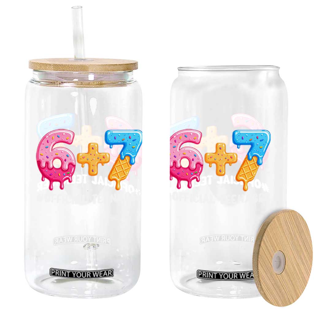 Funny 67 13th Birthday Official Teenager Glass Can 6 7 Ice Cream Drip Meme Funny Six Seven 13 Years Old TS10 Print Your Wear