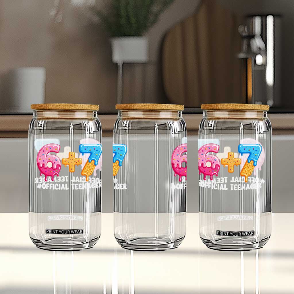 Funny 67 13th Birthday Official Teenager Glass Can 6 7 Ice Cream Drip Meme Funny Six Seven 13 Years Old TS10 Print Your Wear