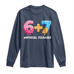 Funny 67 13th Birthday Official Teenager Long Sleeve Shirt 6 7 Ice Cream Drip Meme Funny Six Seven 13 Years Old TS10 Navy Print Your Wear