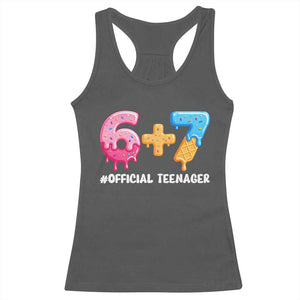 Funny 67 13th Birthday Official Teenager Racerback Tank Top 6 7 Ice Cream Drip Meme Funny Six Seven 13 Years Old TS10 Dark Heather Print Your Wear