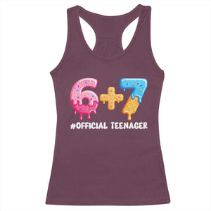Funny 67 13th Birthday Official Teenager Racerback Tank Top 6 7 Ice Cream Drip Meme Funny Six Seven 13 Years Old TS10 Maroon Print Your Wear