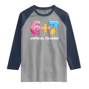 Funny 67 13th Birthday Official Teenager Raglan Shirt 6 7 Ice Cream Drip Meme Funny Six Seven 13 Years Old TS10 Sport Gray Navy Print Your Wear