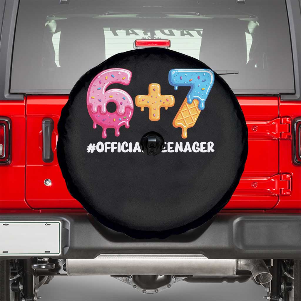 Funny 67 13th Birthday Official Teenager Spare Tire Cover 6 7 Ice Cream Drip Meme Funny Six Seven 13 Years Old TS10 Black Print Your Wear