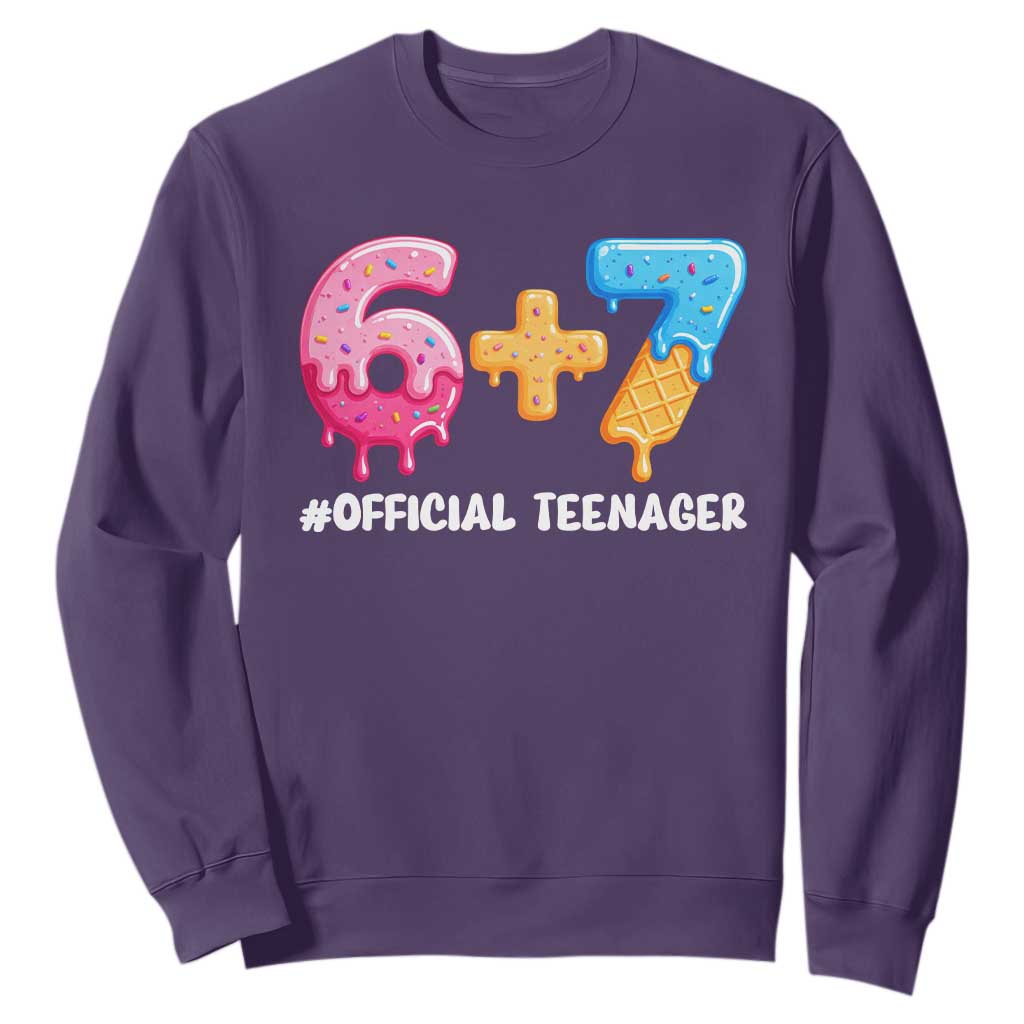 Funny 67 13th Birthday Official Teenager Sweatshirt 6 7 Ice Cream Drip Meme Funny Six Seven 13 Years Old TS10 Purple Print Your Wear