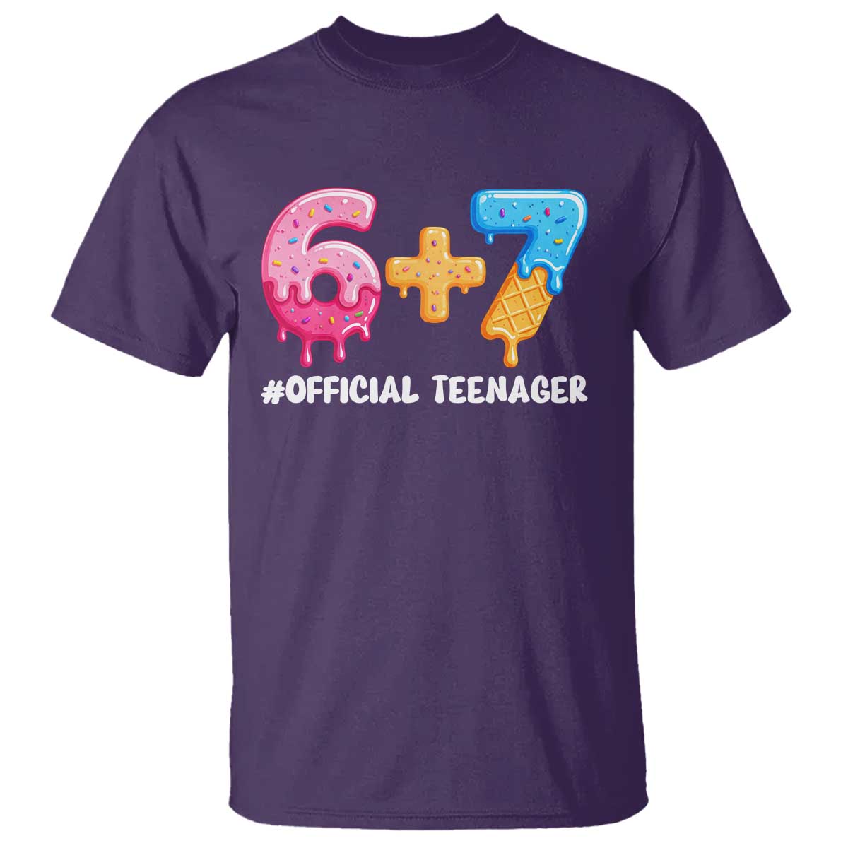 Funny 67 13th Birthday Official Teenager T Shirt 6 7 Ice Cream Drip Meme Funny Six Seven 13 Years Old TS10 Purple Print Your Wear
