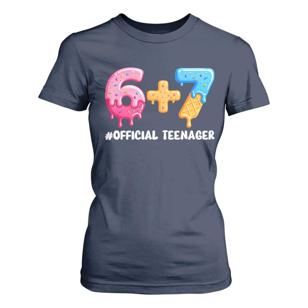 Funny 67 13th Birthday Official Teenager T Shirt For Women 6 7 Ice Cream Drip Meme Funny Six Seven 13 Years Old TS10 Navy Print Your Wear