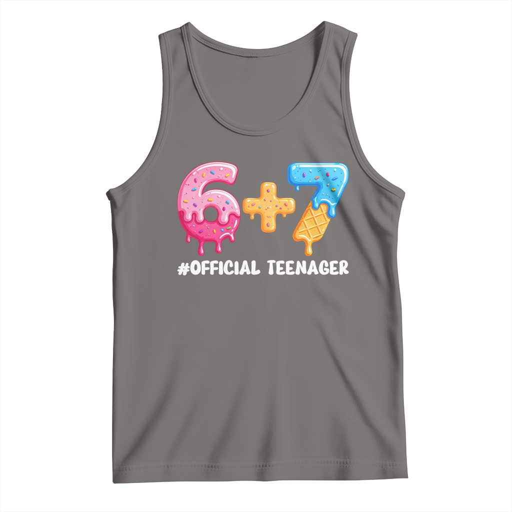 Funny 67 13th Birthday Official Teenager Tank Top 6 7 Ice Cream Drip Meme Funny Six Seven 13 Years Old TS10 Deep Heather Print Your Wear