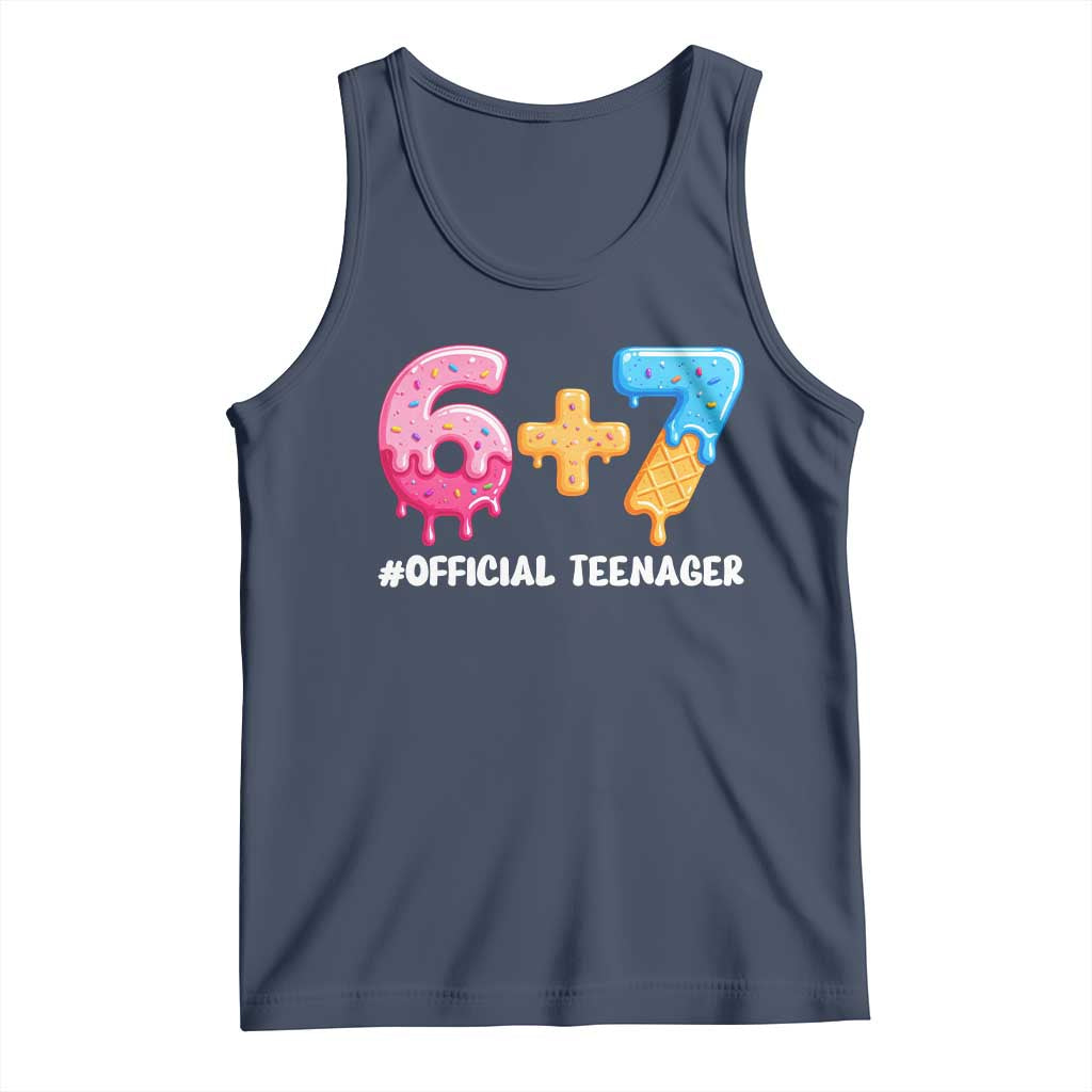 Funny 67 13th Birthday Official Teenager Tank Top 6 7 Ice Cream Drip Meme Funny Six Seven 13 Years Old TS10 Navy Print Your Wear