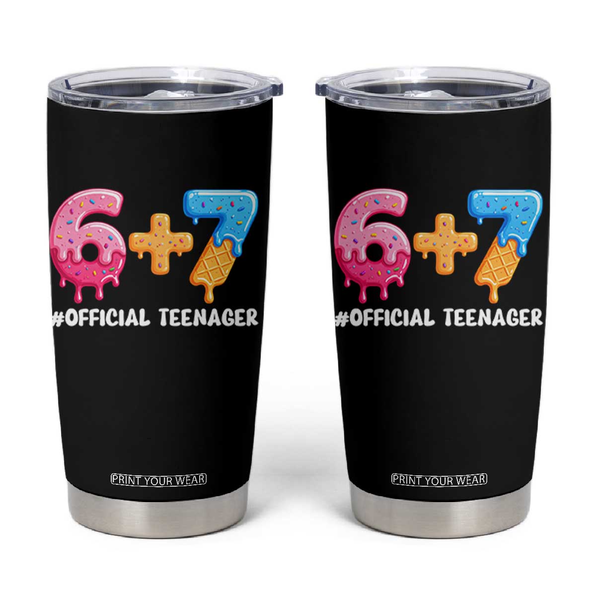 Funny 67 13th Birthday Official Teenager Tumbler Cup 6 7 Ice Cream Drip Meme Funny Six Seven 13 Years Old TS10 Black Print Your Wear