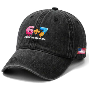 Funny 67 13th Birthday Official Teenager Washed Cotton Baseball Cap 6 7 Ice Cream Drip Meme Funny Six Seven 13 Years Old