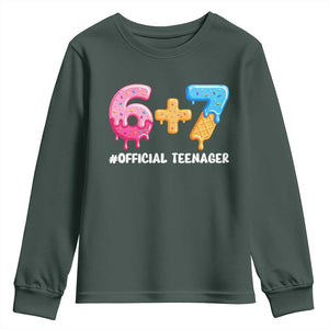 Funny 67 13th Birthday Official Teenager Youth Sweatshirt 6 7 Ice Cream Drip Meme Funny Six Seven 13 Years Old TS10 Dark Forest Green Print Your Wear