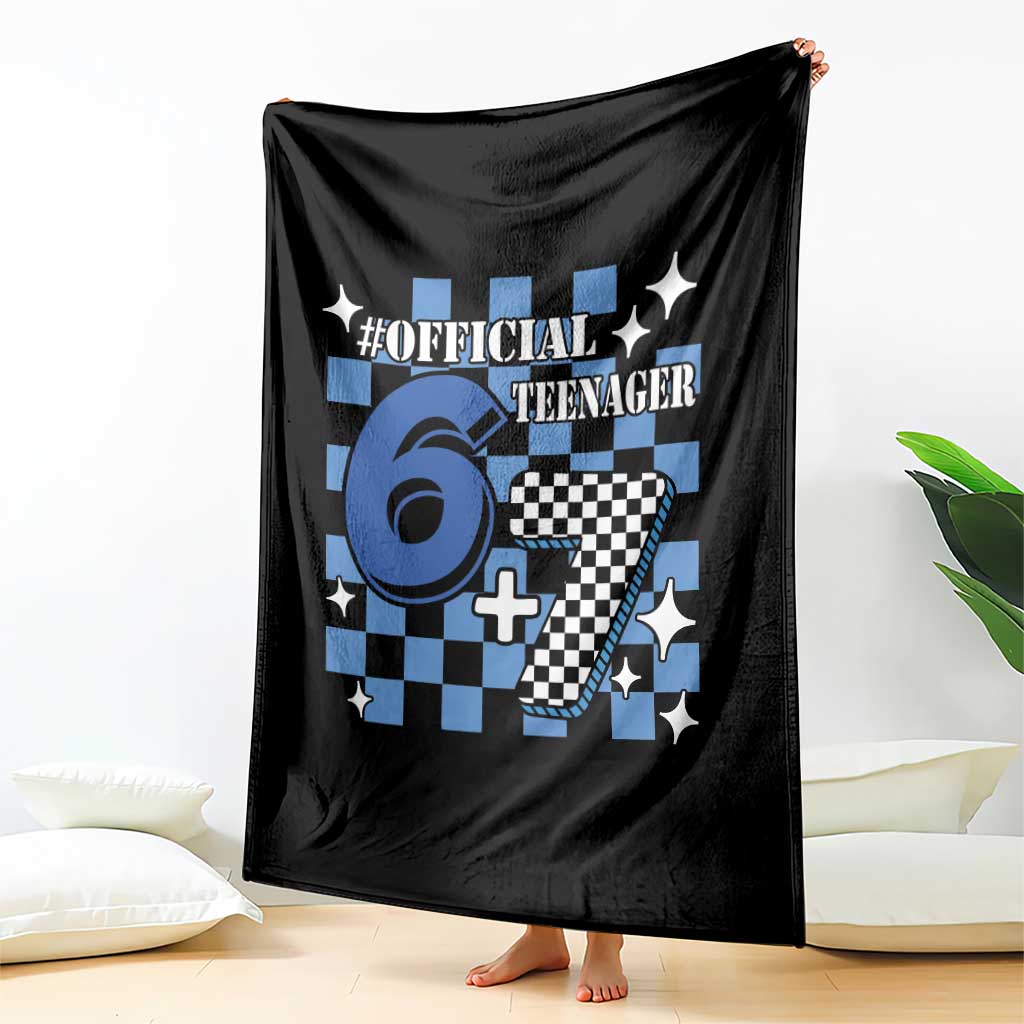Funny 13th Birthday Official Teenager Throw Blanket 6+7 13 Year Old Boys Kids Checkered 67 Meme TS10 Print Your Wear
