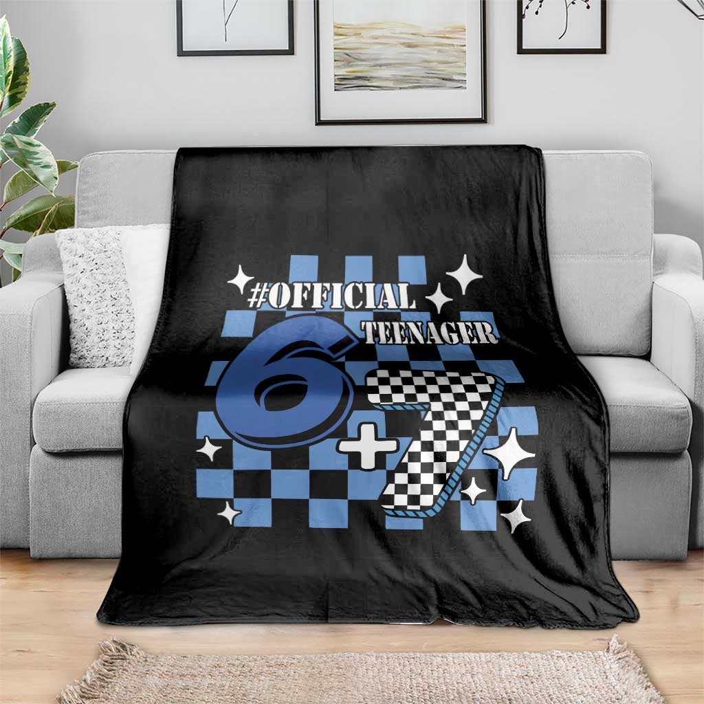 Funny 13th Birthday Official Teenager Throw Blanket 6+7 13 Year Old Boys Kids Checkered 67 Meme TS10 Print Your Wear