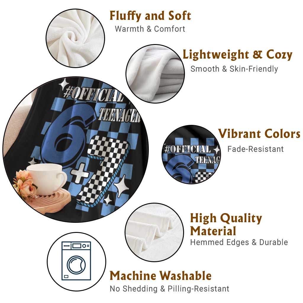 Funny 13th Birthday Official Teenager Throw Blanket 6+7 13 Year Old Boys Kids Checkered 67 Meme TS10 Print Your Wear