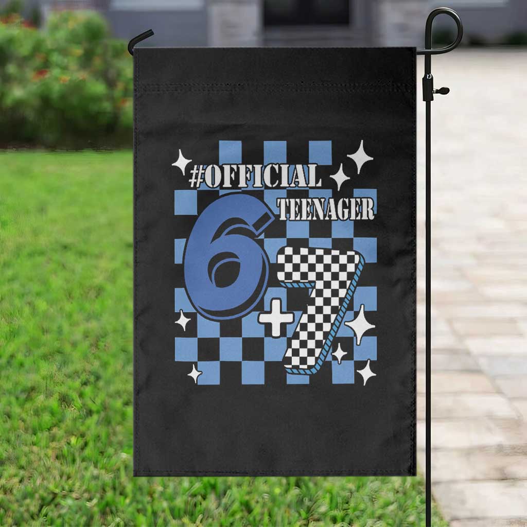 Funny 13th Birthday Official Teenager Garden Flag 6+7 13 Year Old Boys Kids Checkered 67 Meme TS10 Print Your Wear