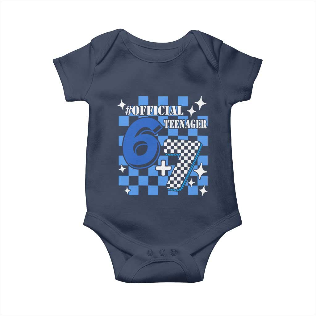 Funny 13th Birthday Official Teenager Baby Onesie 6+7 13 Year Old Boys Kids Checkered 67 Meme TS10 Navy Print Your Wear