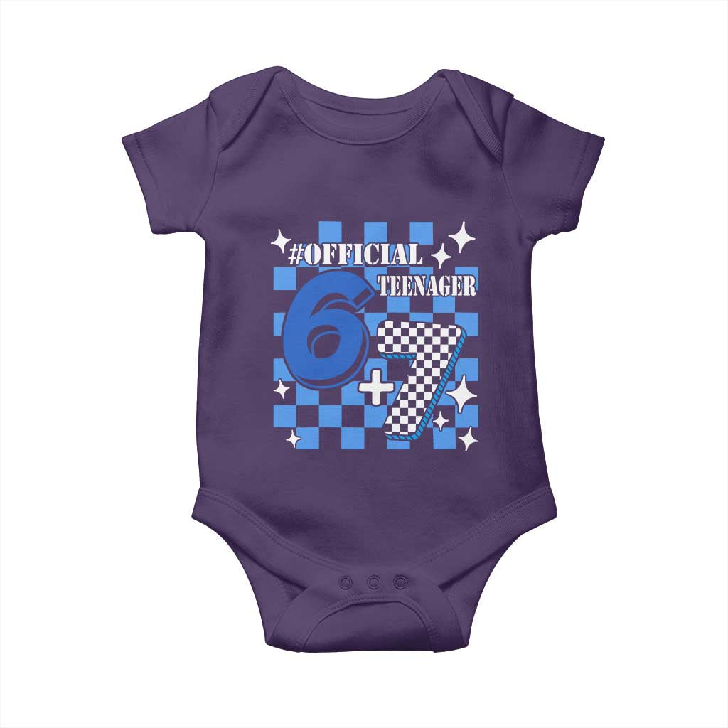 Funny 13th Birthday Official Teenager Baby Onesie 6+7 13 Year Old Boys Kids Checkered 67 Meme TS10 Purple Print Your Wear