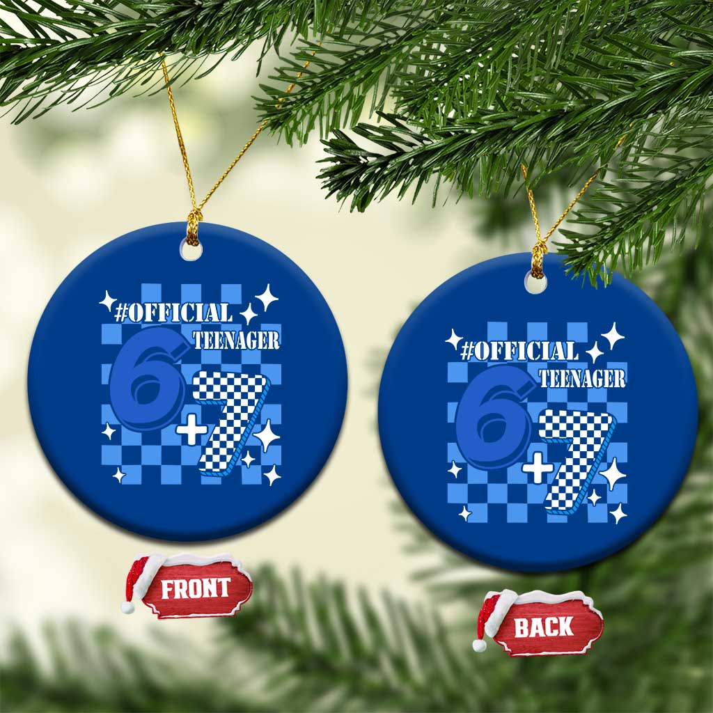 Funny 13th Birthday Official Teenager Ceramic Ornament 6+7 13 Year Old Boys Kids Checkered 67 Meme TS10 1pc Blue Print Your Wear