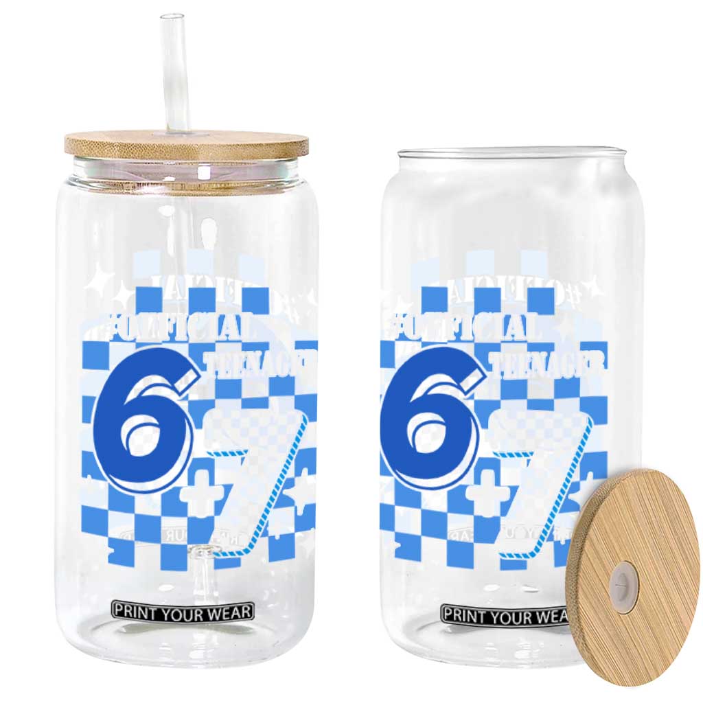 Funny 13th Birthday Official Teenager Glass Can 6+7 13 Year Old Boys Kids Checkered 67 Meme TS10 Print Your Wear
