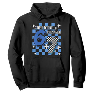 Funny 13th Birthday Official Teenager Hoodie 6+7 13 Year Old Boys Kids Checkered 67 Meme TS10 Black Print Your Wear