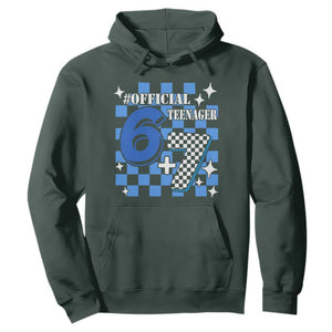 Funny 13th Birthday Official Teenager Hoodie 6+7 13 Year Old Boys Kids Checkered 67 Meme TS10 Dark Forest Green Print Your Wear