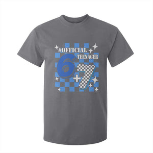 Funny 13th Birthday Official Teenager T Shirt For Kid 6+7 13 Year Old Boys Kids Checkered 67 Meme TS10 Charcoal Print Your Wear