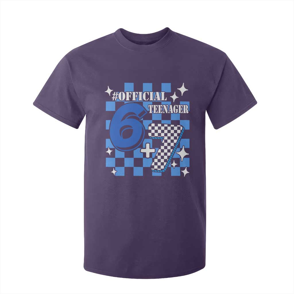 Funny 13th Birthday Official Teenager T Shirt For Kid 6+7 13 Year Old Boys Kids Checkered 67 Meme TS10 Purple Print Your Wear